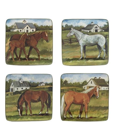 York Stables Set of 4 Canape Plates 6&quot;