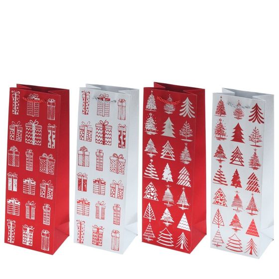 Пакет подарочный (бумага 210г/м2, блок 12шт), L12 W9 H35 см, 4в.