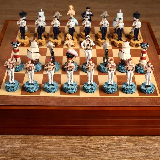 Шахматы сувенирные &quot;Морские истории&quot;, h короля-8 см, пешки-6 см, 36 х 36 см