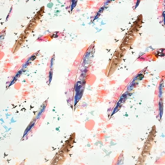 !Бумага упаковочная 2 листа глянцевая, двусторонняя &quot;Перья&quot;, рисунок, 100 х 70 см