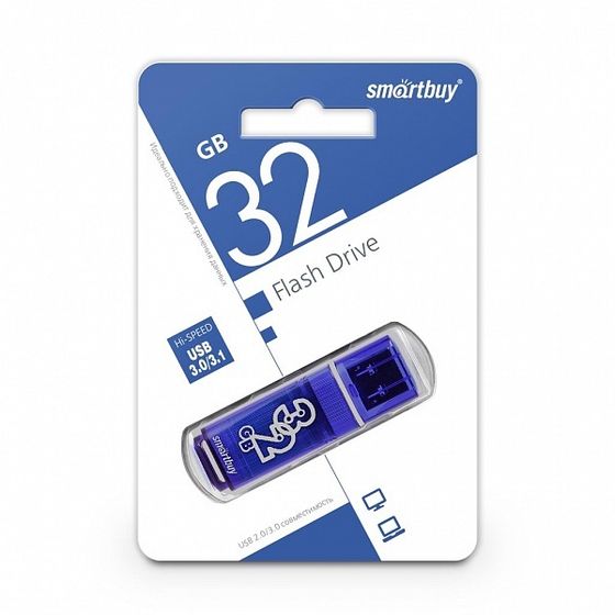 Флеш диск 32Gb Smartbuy Glossy SB32GBGS-DB USB3.0 темно-синий