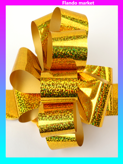 !09 Бант-шар (набор 12 штук) №5 голография, цвет желтый