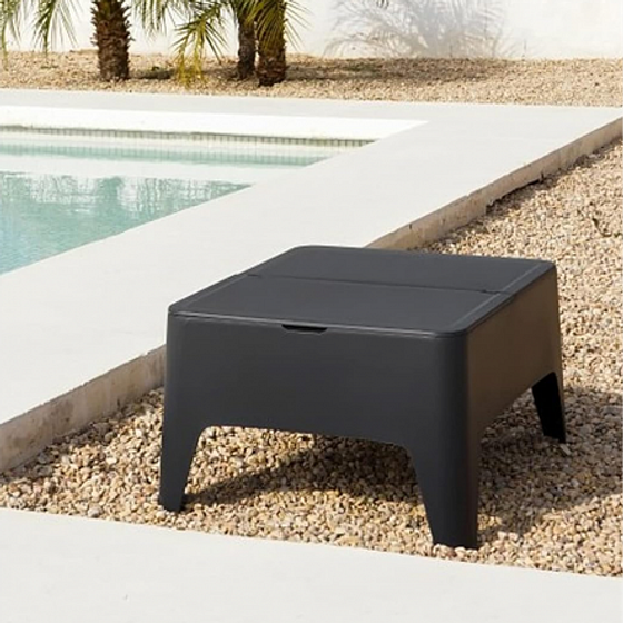 Стол для шезлонга ALASKA черный с отсеком для хранения