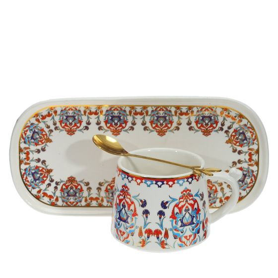 Кружка с блюдцем и ложкой, 280 мл, L24,5 W11 H7,5 см, дизайн микс