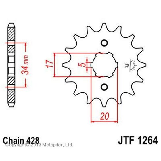 Звезда передняя, ведущая, JTF1264 для мотоцикла, стальная