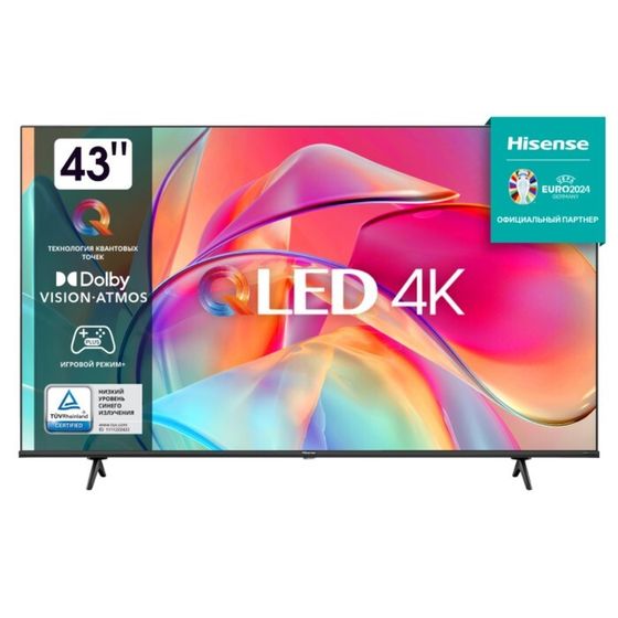 Телевизор Hisense 43E7KQ, 43&quot;, 3840x2160, DVB-T2/C/S2, HDMI 3, USB 2, Smart TV, чёрный