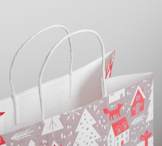 !09 Пакет-крафт подарочный/набор 4 штуки/ &quot;Олени&quot; 22*25*12 см.