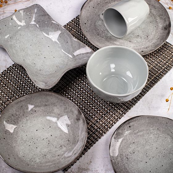 Тарелка суповая STONE серый 20см