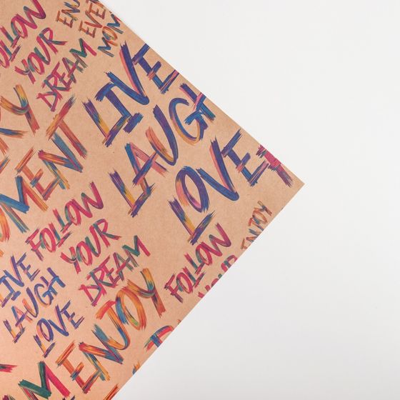 !09 Бумага упаковочная 4 листа крафтовая «Follow your dream», 50 х 70 см