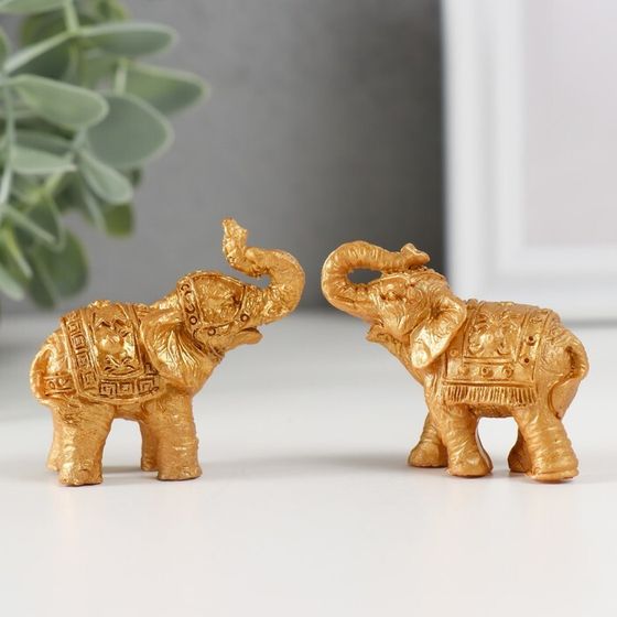 Фигурка полистоун «Золотой слоник», 2.2×5×4.5 см, МИКС
