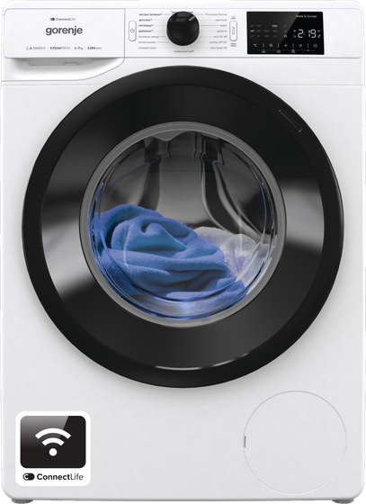 Стиральная машина Gorenje WPNEI72SA1SWIFI/C белый, 7кг, 1200об/мин, с паром, инвертор