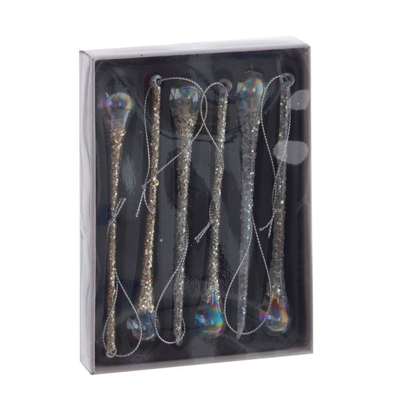 Набор из 6шт Украшение новогоднее "Сосулька", L11,5 W2,5 H16 см