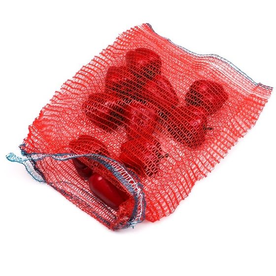 !09 Сетка овощная с ручками, 10 штук, красная, 30 х 47 см, 8 кг.