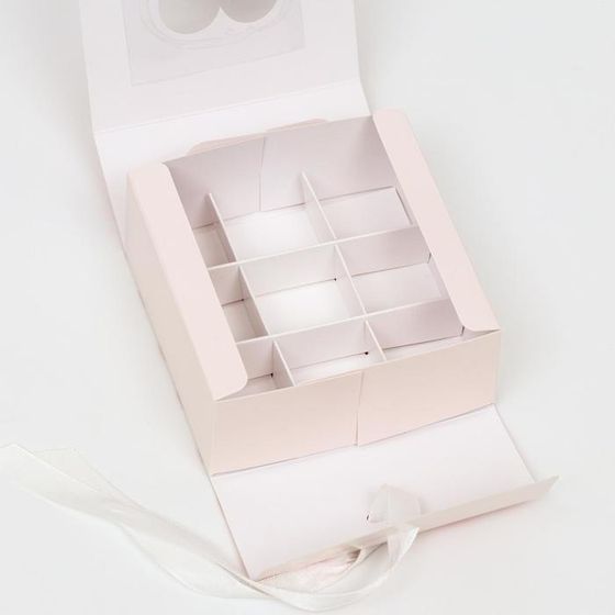 !Подарочная коробка 2 штуки сборная с окном "Фламинго на белом" 11,5 х 11,5 х 5 см