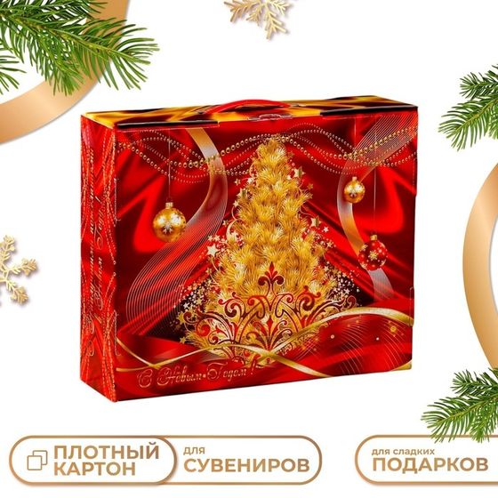 Подарочная коробка &quot;Праздничный Шелк&quot;в красном 29 х 9 х 25 см.