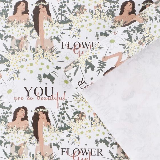 !09 Бумага (набор 3 листа) упаковочная крафтовая "Девчули" 50 × 70 см.