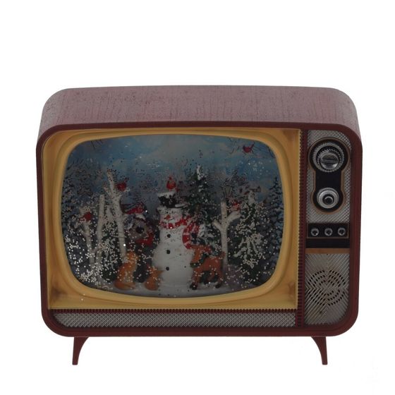 Изделие декоративное "Телевизор" (подсвет,вьюга,музыка, LR14х3 н/п +USB 100 см), L21 W12 H17 см