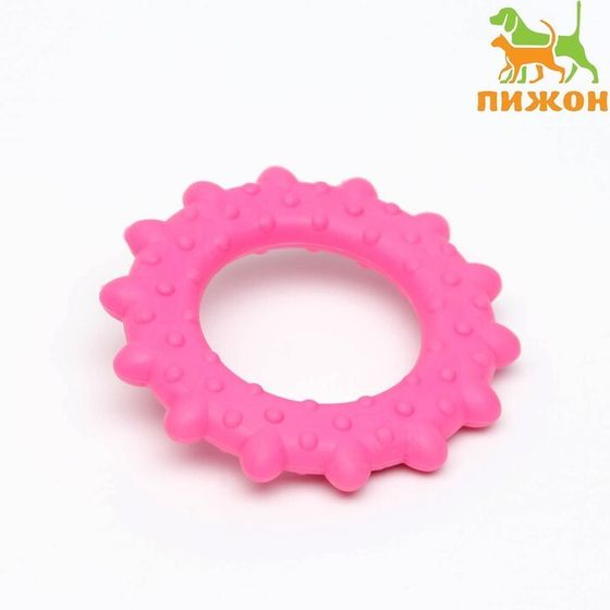 Игрушка жевательная &quot;Кольцо с шипами&quot;, TPR, 8,5 см, розовая