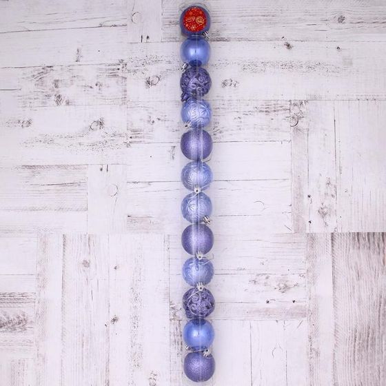 !09 Набор елочных шаров 12 штук пластик d-6 см. &quot;Сильва&quot; , цвет сине-голубой дизайн микс