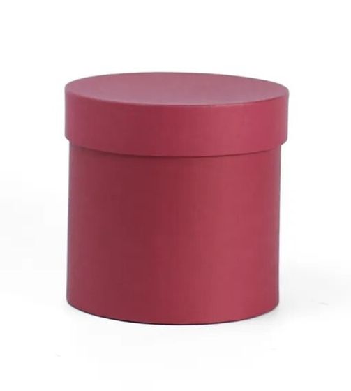 !09 Коробка шляпная с крышкой 20x20 см. цвет бордовый