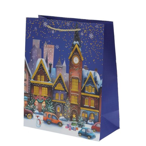 Пакет подарочный (бумага 210г/м2, блок 12шт), L18 W10 H23 см, 4в.