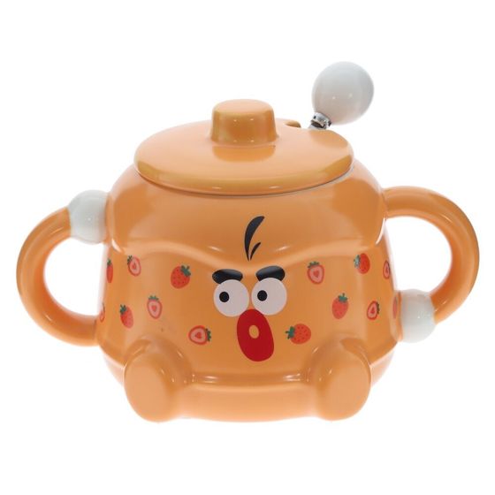 Кружка с крышкой и ложкой, 380 мл, L16 W11 H10 см, 4в.