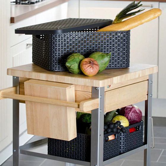 Корзина RATTAN STYLE BOX M крышка тёмно-коричневая