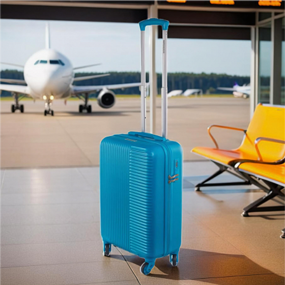 Чемодан SUNSTONE бирюзовый L ABS в полоску