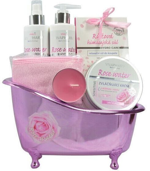 Rose Water gift packaging in a decorative tub