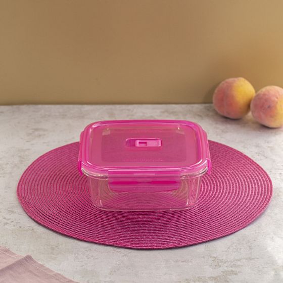 Контейнер ПЮРБОКС АКТИВ НЕОН РОЗОВЫЙ 1220мл квадратный