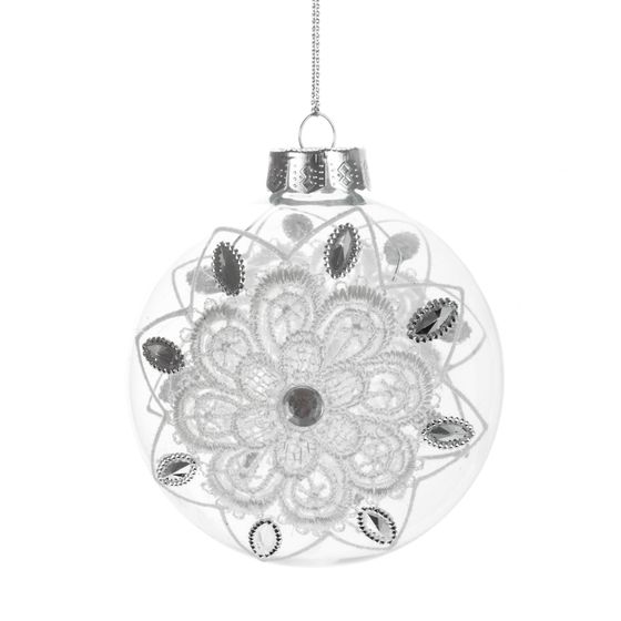 Украшение новогоднее Шар "Кружева" (блок 12), D 8 см, L8 W8 H8 см, 4в.