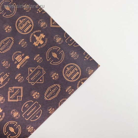 !Бумага упаковочная 2 листа крафтовая "Этикетки" 50х70 см