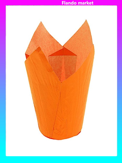 !09 Набор из 25 штук - Форма бумажная "Тюльпан", цвет оранжевый, 5 х 8 см.