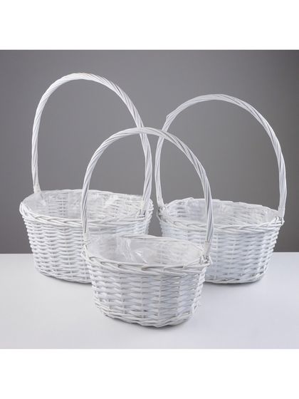 УЦЕНКА Набор корзин, 3 шт, 40×31×19/52 см, 33×25×17/47 см, 29×22×15/42 см, ива