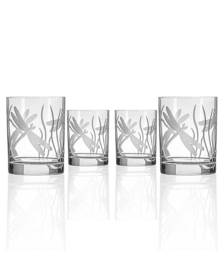 Dragonfly Double Old Fashioned Glass 13oz - Set of 4 Glasses