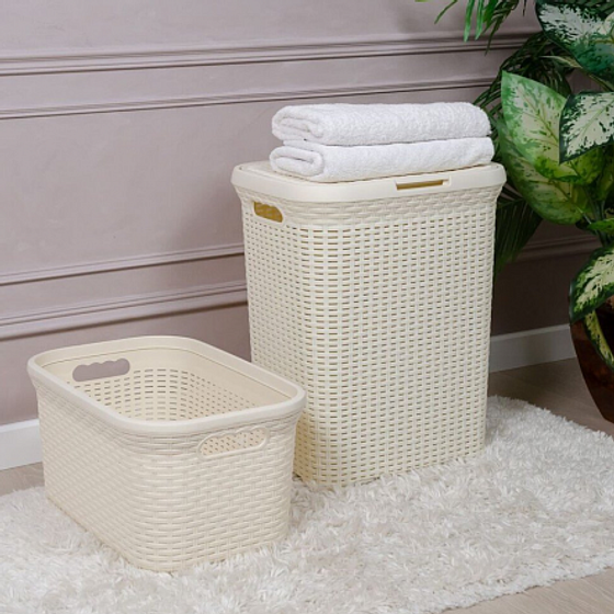 Корзина для белья RATTAN слоновая кость 35л