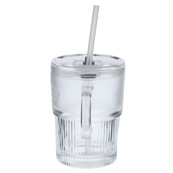 Кружка с трубочкой, 400 мл, L12 W7,5 H12 см, цвет микс