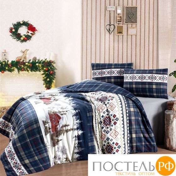 11993 КПБ DO&amp;CO FLANNEL 200*220 (50*70/2) NATURE синий