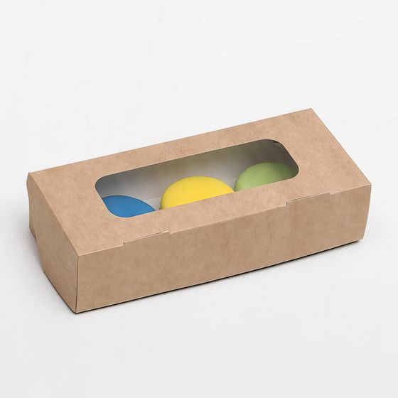 !09 НАБОР 5 ШТУК - Контейнер на вынос, с окном, крафт, 17 х 7 х 4 см.