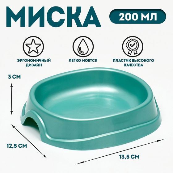 Миска №1 &quot;Нулевка&quot; 200 мл, 13,5 х 12,5 х 3 см, светло-бирюзовый перламутр