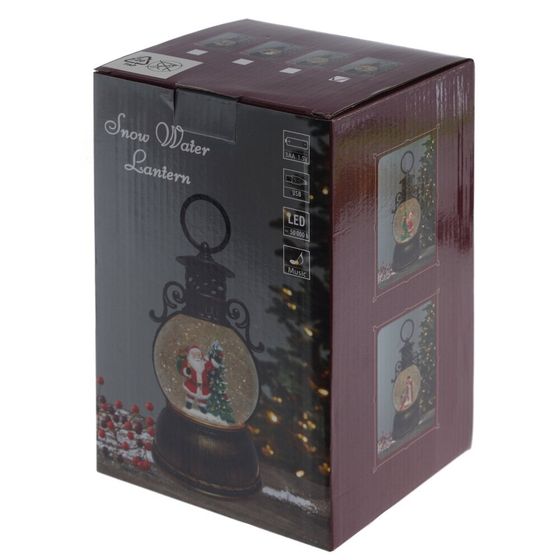 Изделие декоративное &quot;Фонарь&quot; (подсветка, муз, вьюга, 3хААА, н/п + USB), D 10 см, L11 W11 H24 см