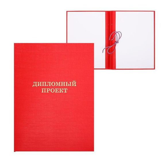 Папка &quot;Дипломный проект&quot; А4, бумвинил, гребешки/сутаж, без бумаги, цвет красный (вместимость до 300 листов)