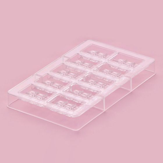 !09 Форма для конфет и шоколада «Таволетта», 20×12×2.5 см, 10 ячеек 4.2×2.8×0.8 см, прозрачная