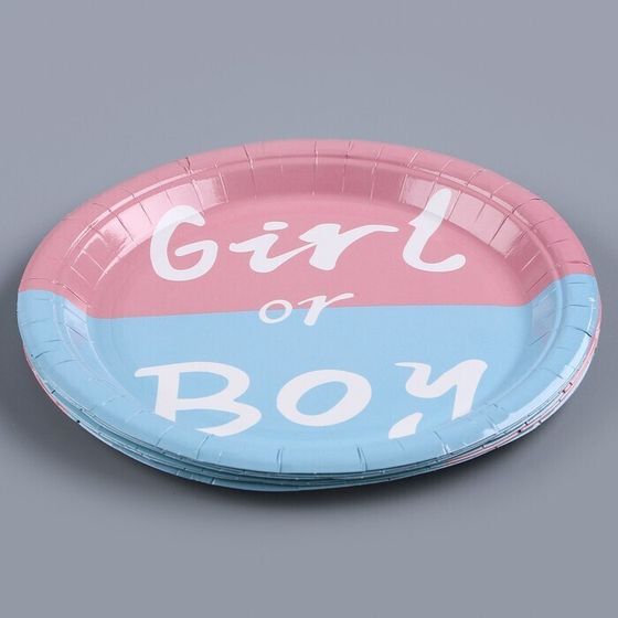 !09 Набор из 12 одноразовых бумажных тарелок 180 мм.для Гендер-пати