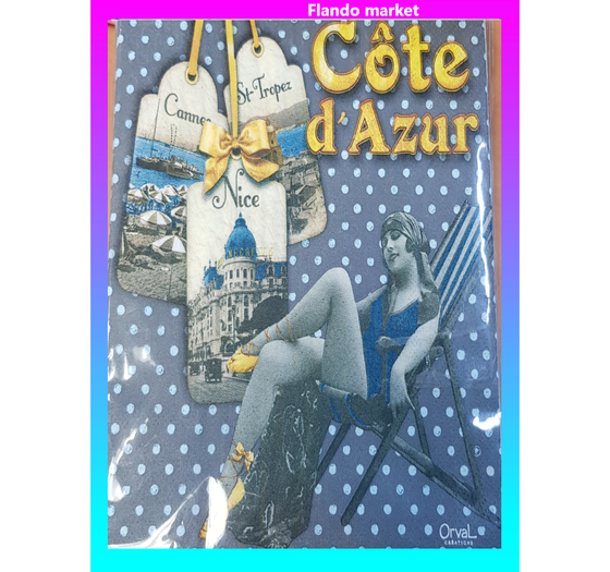 !Салфетки бумажные трехслойные «Лазурный берег», 33х33 см, набор 20 шт.