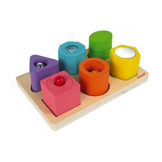 JANOD I Wood Shapes &amp; Sounds 6-Block Puzzle