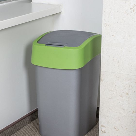 Контейнер для мусора FLIP BIN серебристый/зеленый 9л