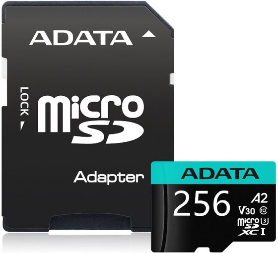 Карта памяти microSDHC 256Gb ADATA AUSDX256GUI3V30SA2-RA1 + адаптер