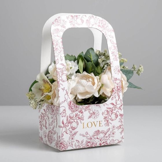 Коробка-переноска для цветов «Цветы», 17 × 12 × 32 см