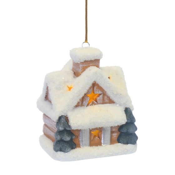 Украшение новогоднее "Домик" с подсветкой (LR44 2 шт), L7 W5 H8 см, 3в.